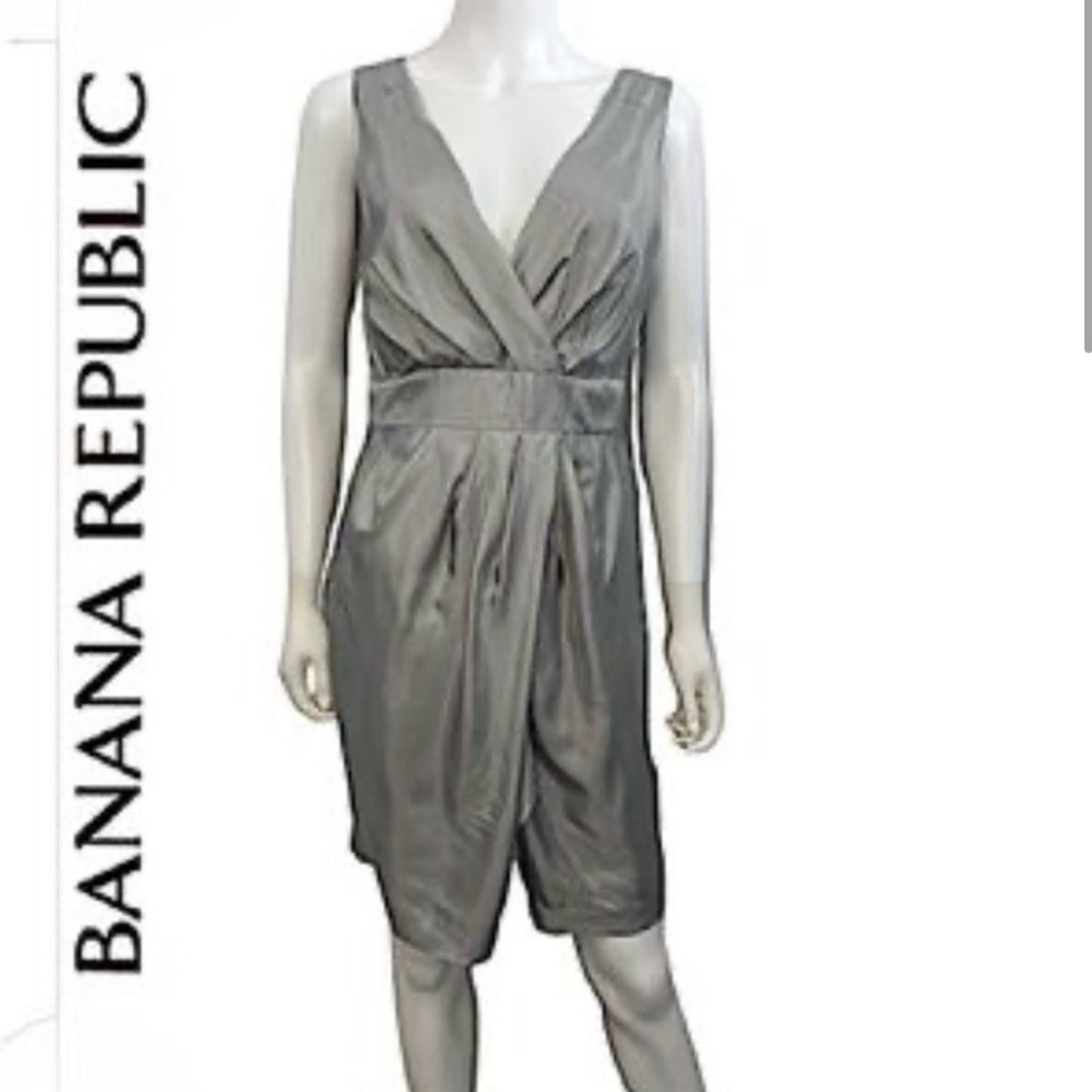 Banana Republic Silver Silk Faux Wrap Dress - Cocktail Classy - Size 6 - NWT